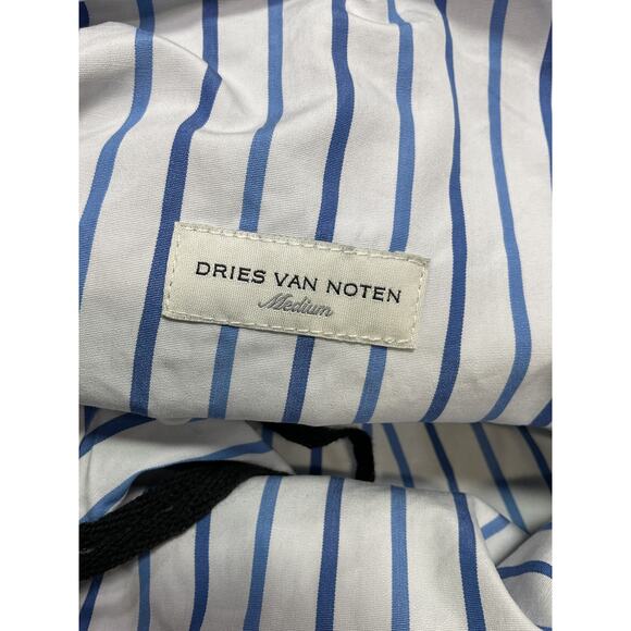 Dries Van Noten 'Twisted' Black Striped Cotton-Poplin Off Shoulder T-Shirt Size - Picture 4 of 5